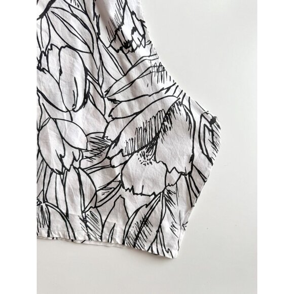 BRYN WALKER Ivy White Black Tulip Floral Cotton Oversized Tunic Top, Size S - Picture 9 of 14